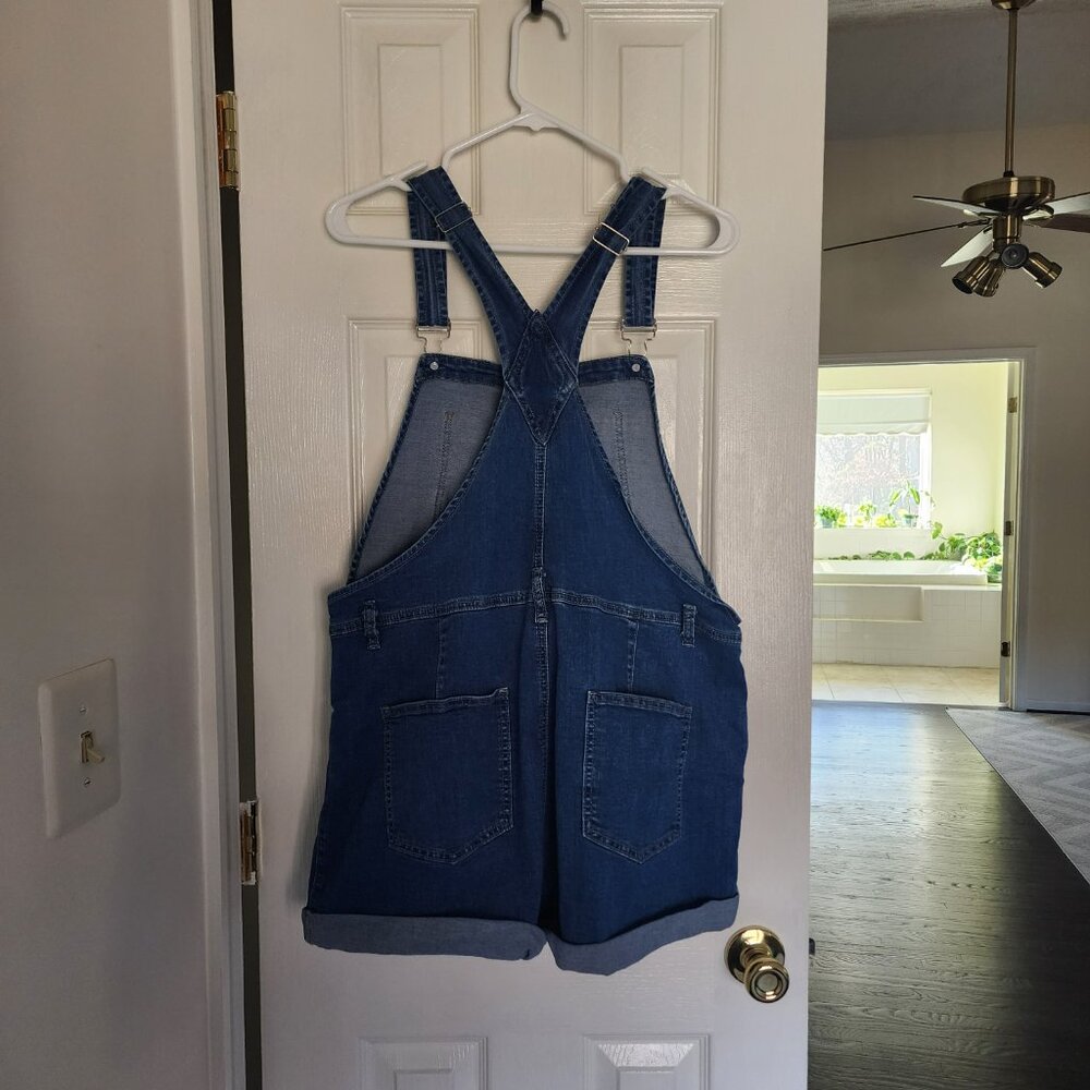 Womens Overalls Shorts Denim Bib Straps Shorts Large - Picture 2 of 3